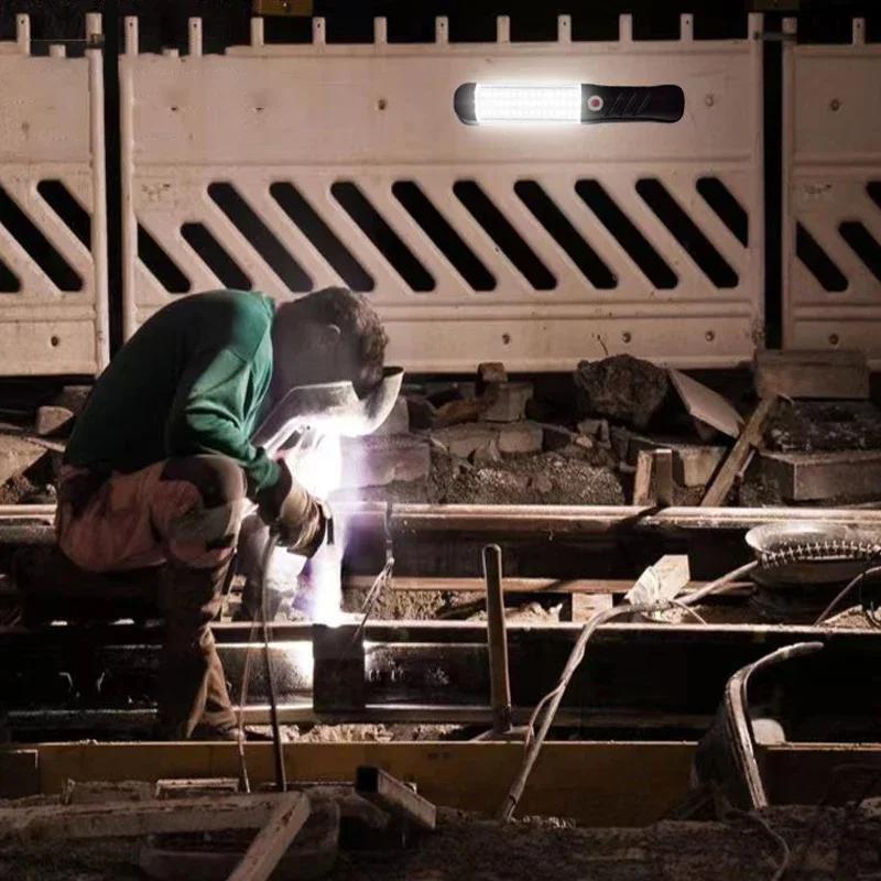 Portable Magnetic Auto Repair Work Light USB Rechargeable LED Flashlight With Magnet Hook For Car Repair Fishing Emergencies