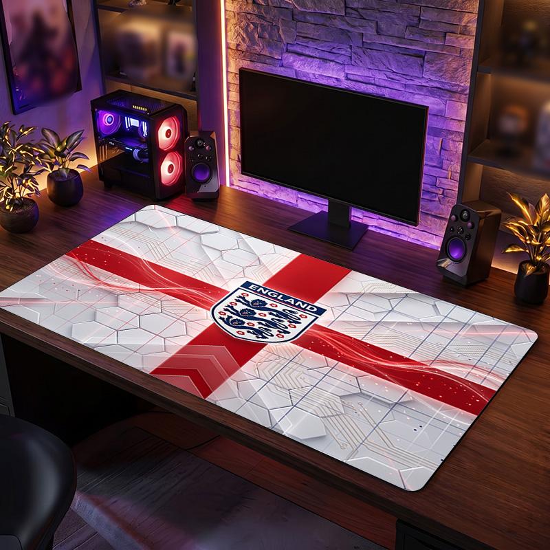England Football Crest Mouse Pad, Extended Non Slip Rubber Desk Mat for Gaming Office Laptop Fan Gift