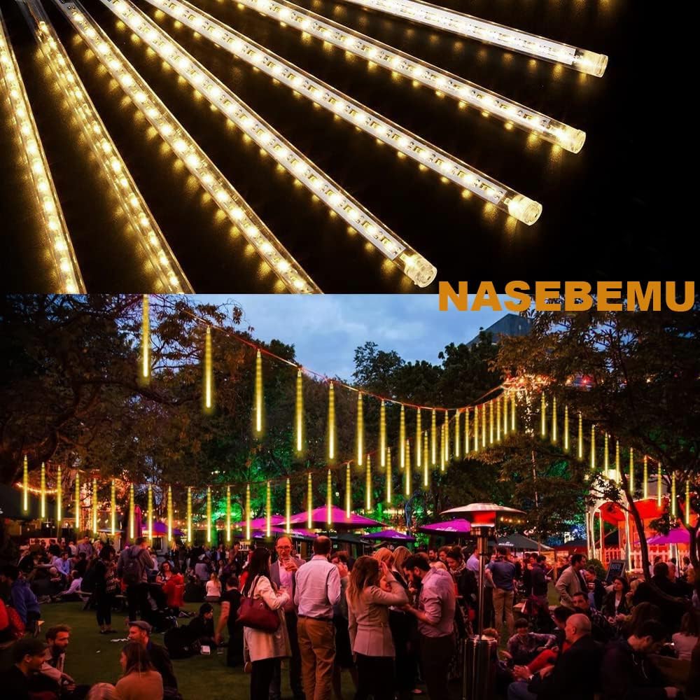 NASEBEMU LED Meteor Rain Lights for Christmas and and Perfect for Meteor Showers and 1 Set 8 Trees, Outdoors, Gardens, More, Energy-Saving,