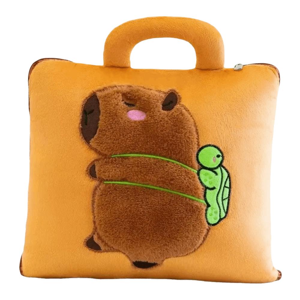 

Plush Capybara Pillow Blanket 2 in 1 Nap Cushion Blanket Foldable Pillow Blanket Office Nap Style A