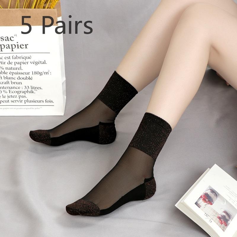 

5 пар женских тонких нескользящих и износостойких стеклянных чулок для весны и осени 5 Pairs