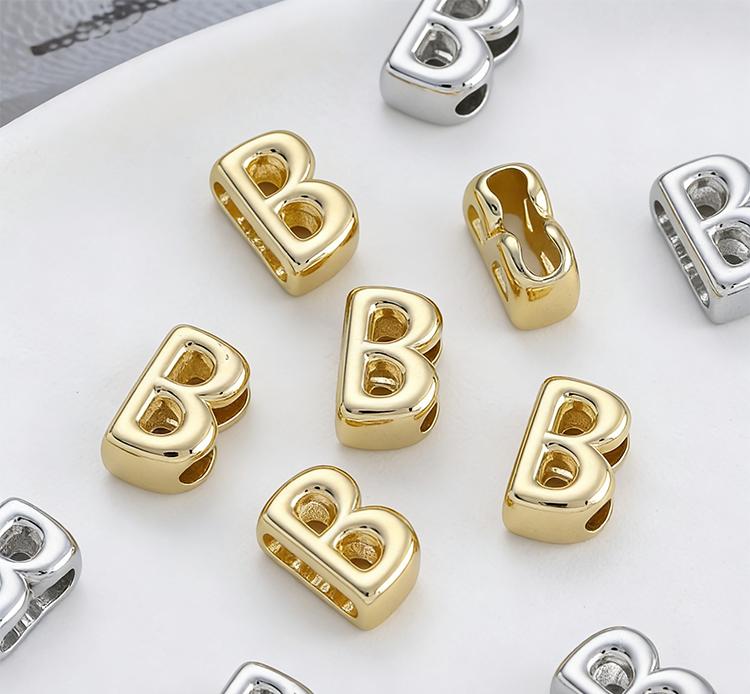 

1pc Alphabet Bead Polished Design Mini 3D Bubble 26 Letter Charm for DIY Necklace Bracelet Jewelry Making Gold