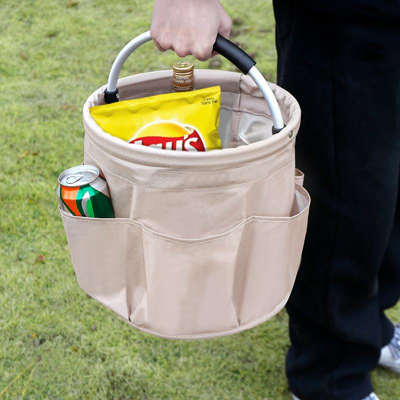 Large Storage Organiser Bag Folding Basket Picnic Tote Outdoor Cleaning Caddy With Handle Tool Bag Cleaning Supplies