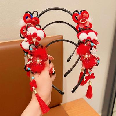 Braid Hair Children Wig Headband Tassel Hanfu Hair Sticks Cute Chinese New Year Headwear  Children