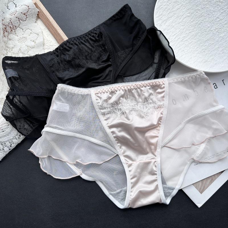 Ladies Spring and Summer Lotus Leaf Edge Mesh Ice Silk Lace Sexy Underwear