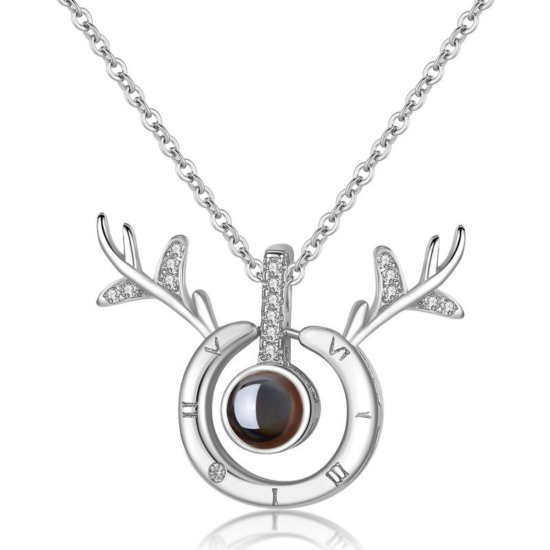 Yilu You Halskette Damen Trendige Allround Schlüsselbeinkette Anhänger Projektionsgravur Geschenk