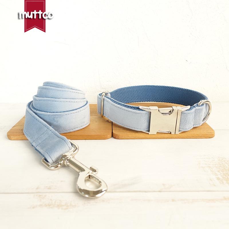MUTTCO European Velvet Dog Collar and Leash Set, Thick Design, UDC-081 S