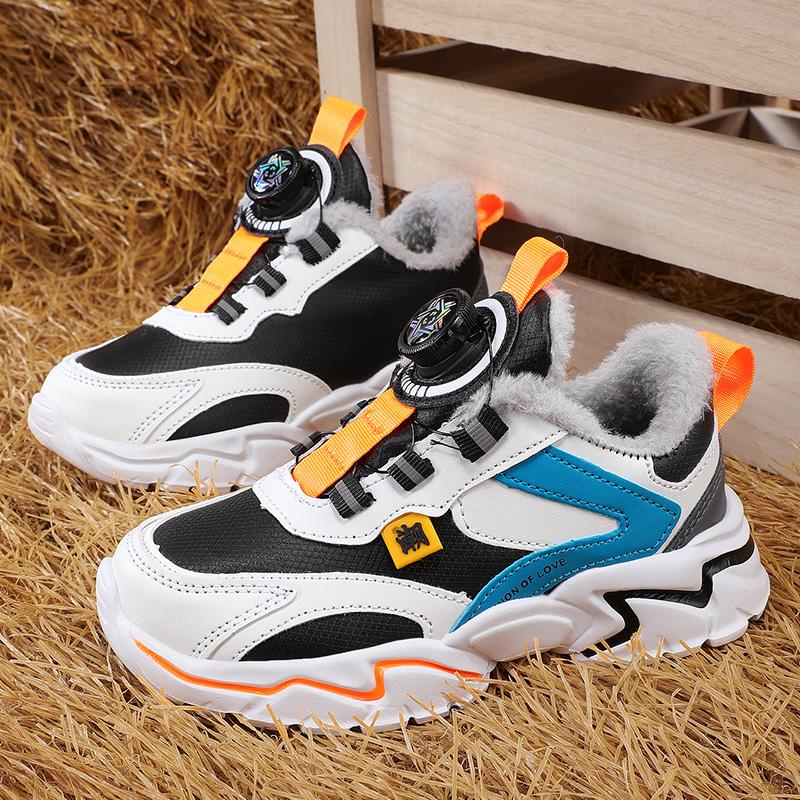 Winter 2024 Children Casual Sports Shoes Brand Kids Leather Fashion Sneakers Boys Girls Non-slip Warm Snow Boots