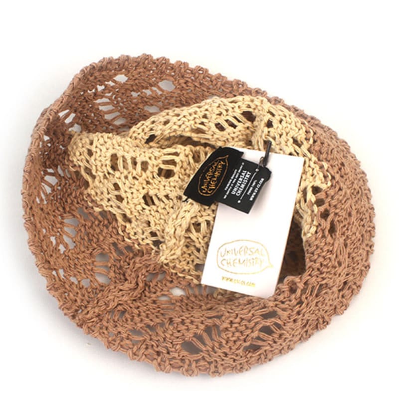 Universal Chemistry Wave Knit Beige-Brown Bucket Hat