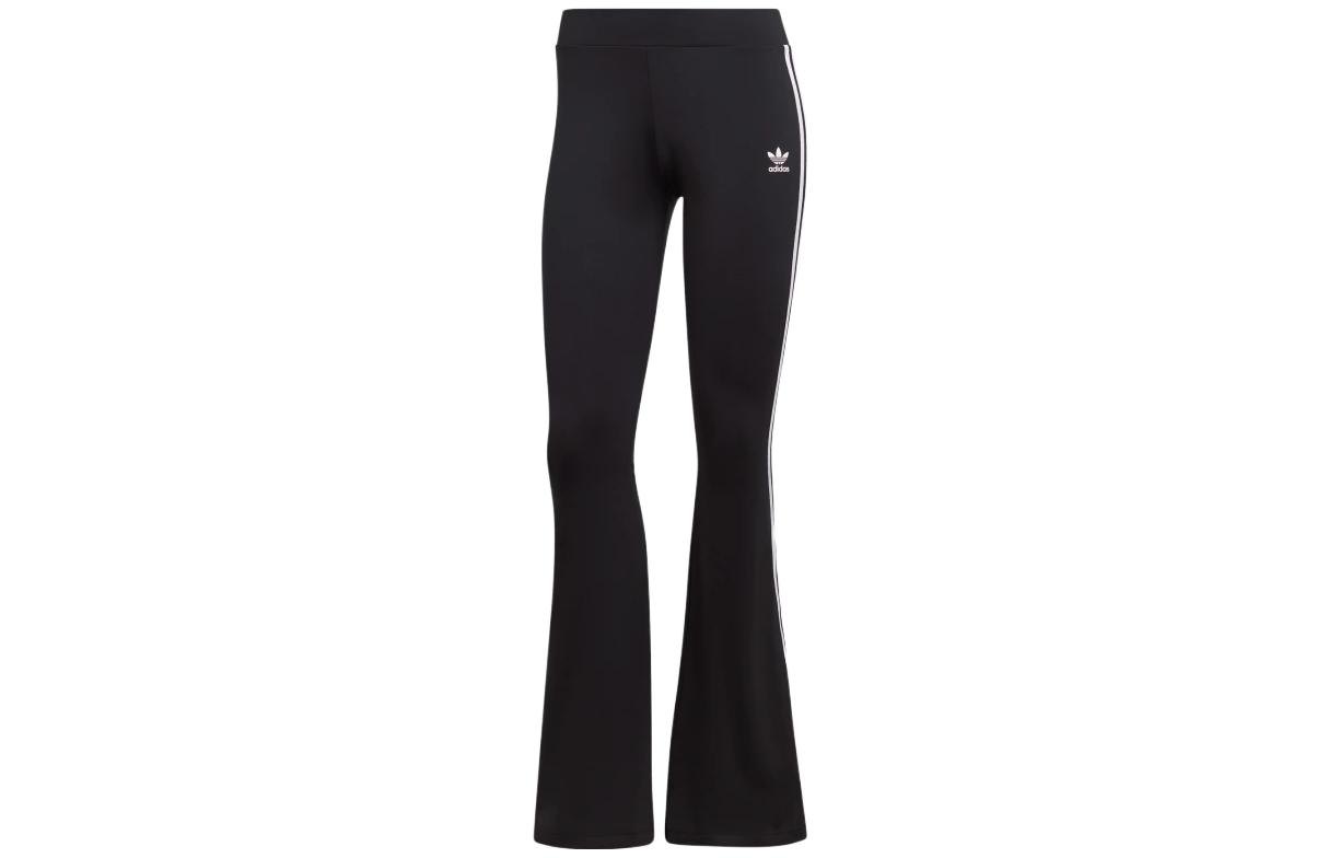 adidas originals Women s Logo Print Striped Flared Knit Track Pants Black IN1100 S