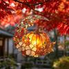 Chique Herfstachtige Sfeer Hangend Stuk Glas-in-lood Pompoen Maan Zonenvanger, Acryl Halve Maan Raamdecoratie met Halloween Thanksgiving Decoratief