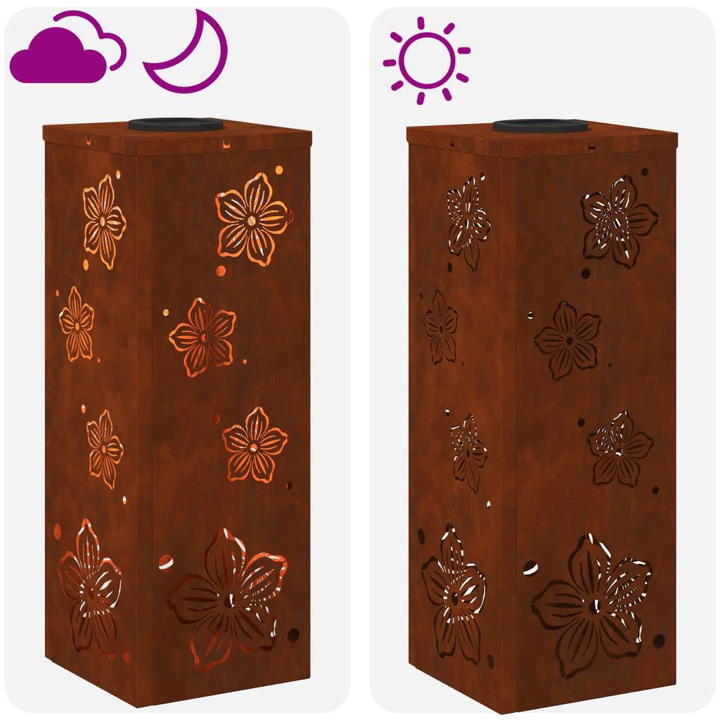 Solar LED Path Light 2 Pcs Rustic Weatherproof Steel