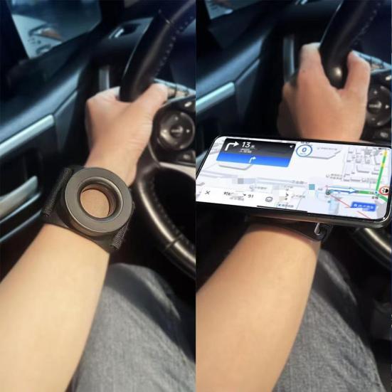 1 Set Wristband Magnetic Phone Holder 360 Degrees Rotatable Adjustable Men Women Outdoor Sports Running Walking Cycling Wrist Strap Cell Phone Mount