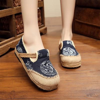 Stoffschuhe Herren Hanfkante bequeme faule Fischer Schuhe Straßenstand Angebot, Drachen Totem Stroh gewebte Leinen Schuhe Herren
