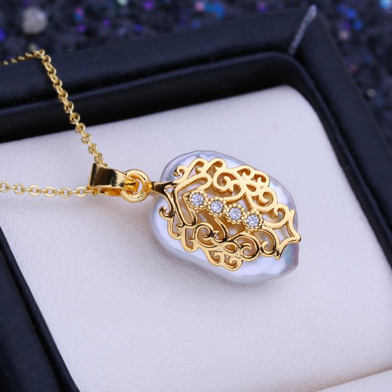 LSOOYH натуральный пресноводный большой барочный жемчуг ожерелья для женщин и девочек — фото 4