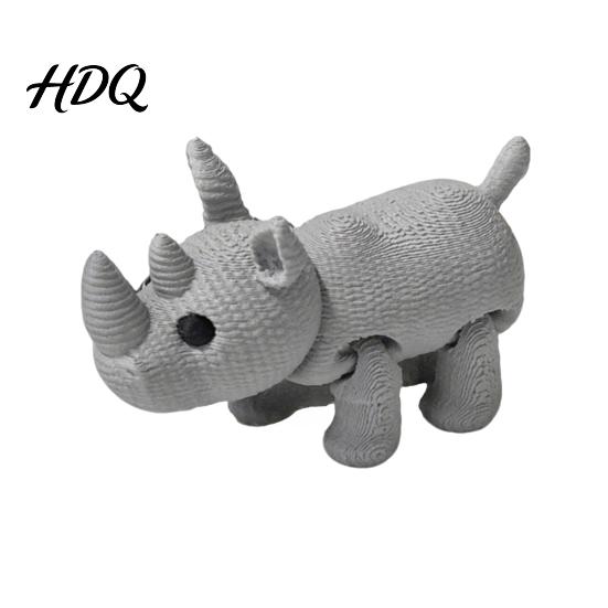 Rhino Home Decoration 3D-печатная вязаная фигурка носорога Мини-игрушка-антистресс