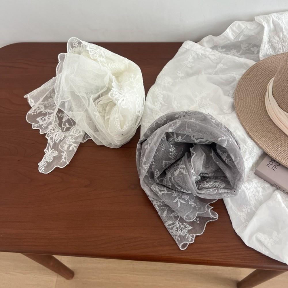 Korean Version Women's Lace Scarf Retro Female Headscarf Versatile Sunscreen Shawl
