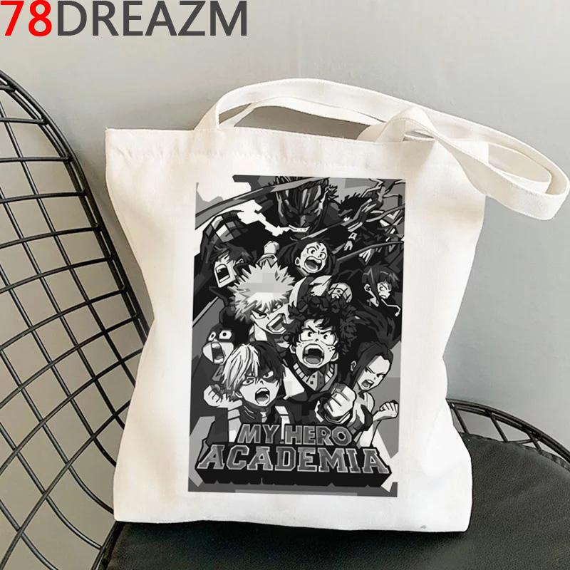 My Hero Academia nákupní taška tote eco shopper obchod s potravinami plátěná bavlněná taška tkaná sacola opakovaně použitelná zakázková
