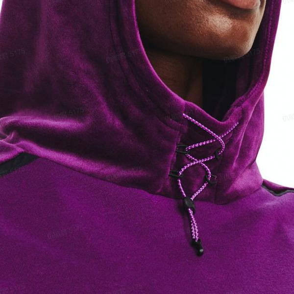 Under Armour FW22 Color Block Cropped Hoodie Long Sleeve Women Tops Purple 1373975-514