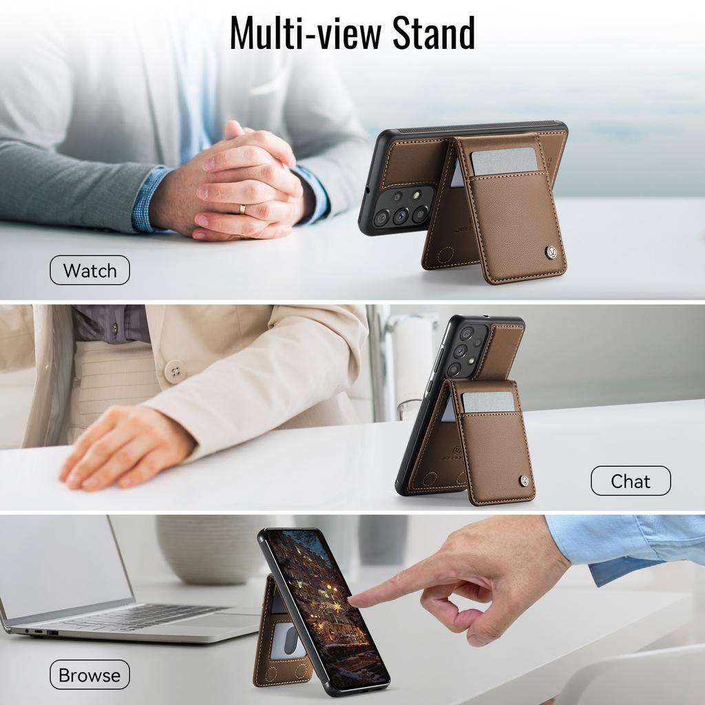 Pro Samsung Galaxy A33 5G Kožený zadní kryt Kompatibilní s MagSafe JEEHOOD J06 Pouzdro na telefon s kapsou na karty Blokování RFID