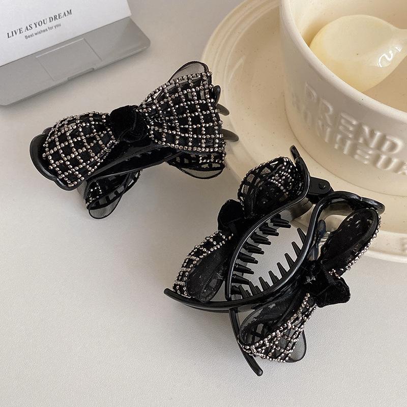 2023 New Retro Rhinestone Bow Hairpins Women Luxury Pearl Black Hair Clips Hairgrips Barrettes For Women Party Hair Accessories