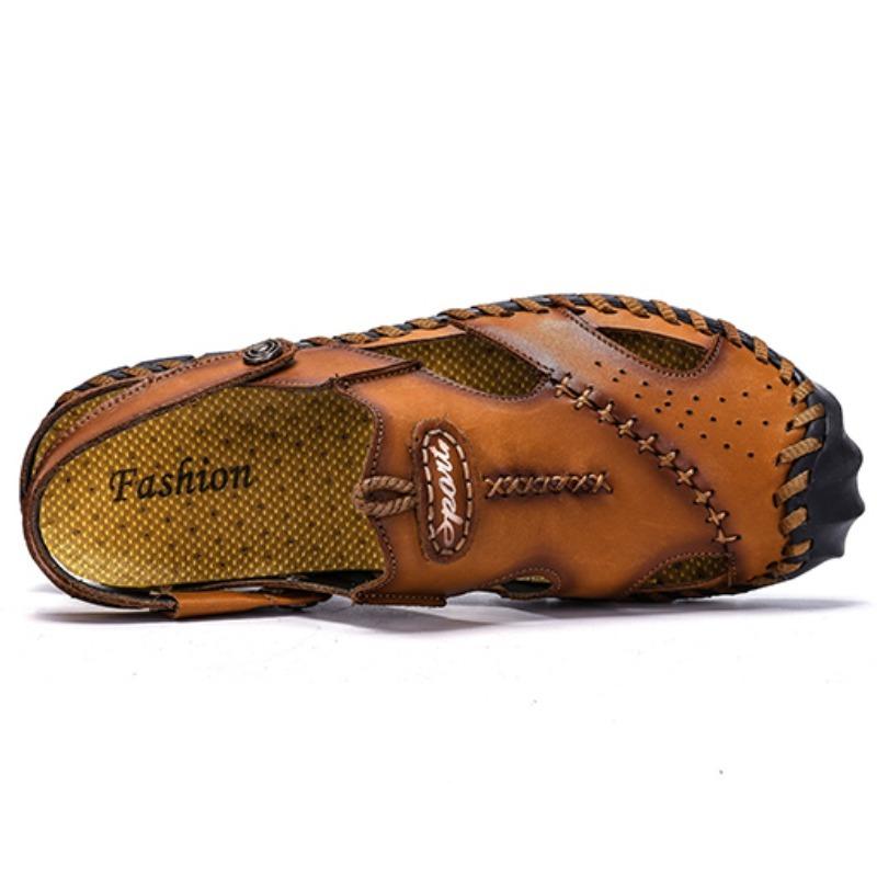 38-48 Sommer Herren Übergröße Leder Strandsandalen Herren Sandalen mit geschlossenen Zehen