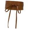 Ladies Underbust Corset PU Leather Wide Waist Belt with Self Tie Rope Universal Women Formal Dress Shirt Coat Corset