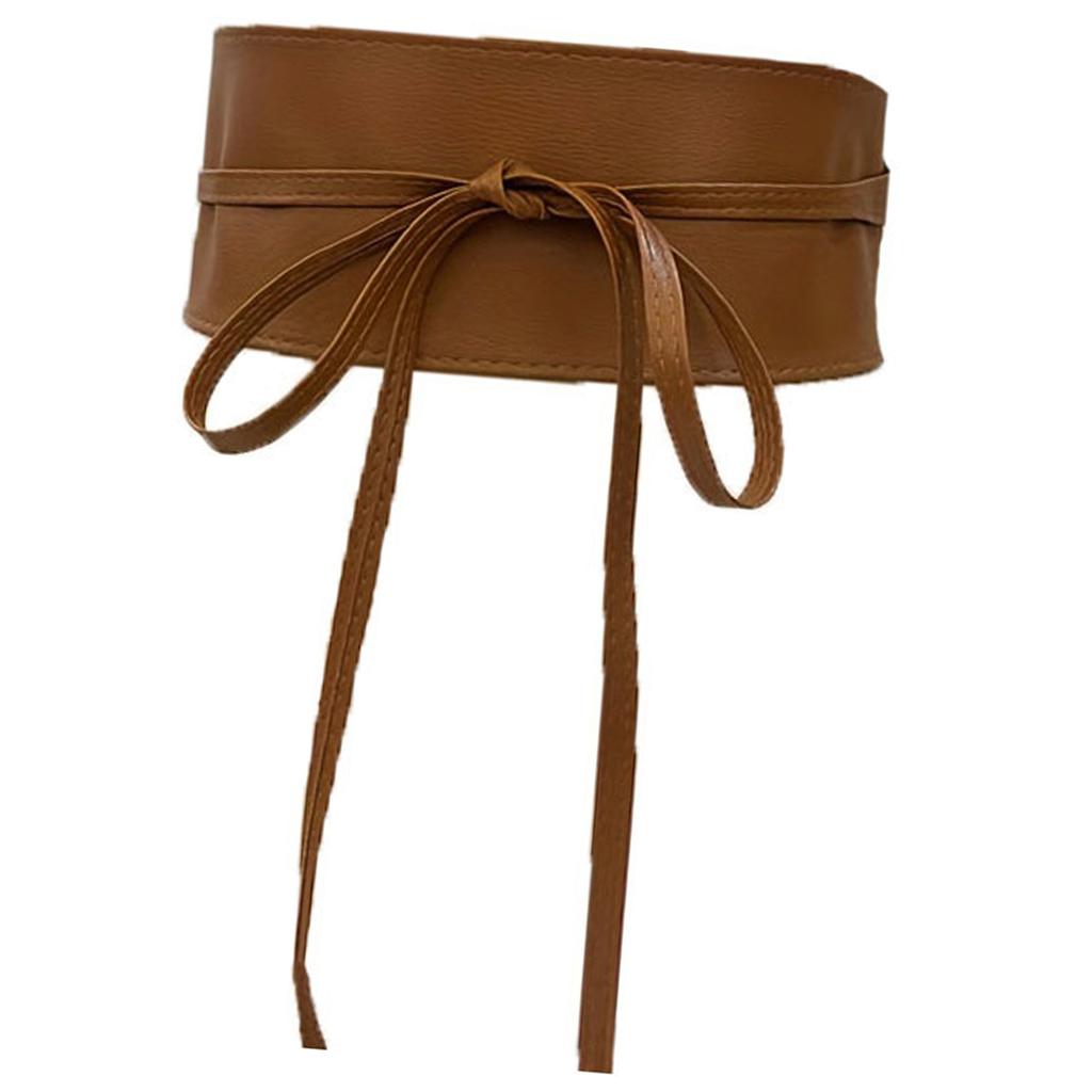 Ladies Underbust Corset PU Leather Wide Waist Belt with Self Tie Rope Universal Women Formal Dress Shirt Coat Corset