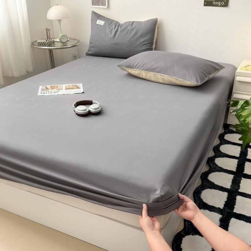 Skin-friendly Bedsheet 100% Cotton Fitted Sheet Adults Kids Bed Linen Bed Cover Solid Color Sheets Couvre Lit (No Pillowcase)