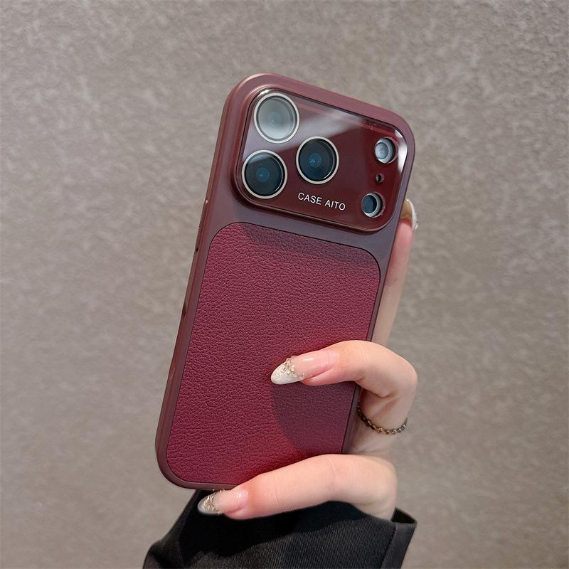 

iPhone 17 Pro Max Lychee Leather Texture Case with Large Window (Fits iPhone 16 Pro, 15) iPhone 15 Pro