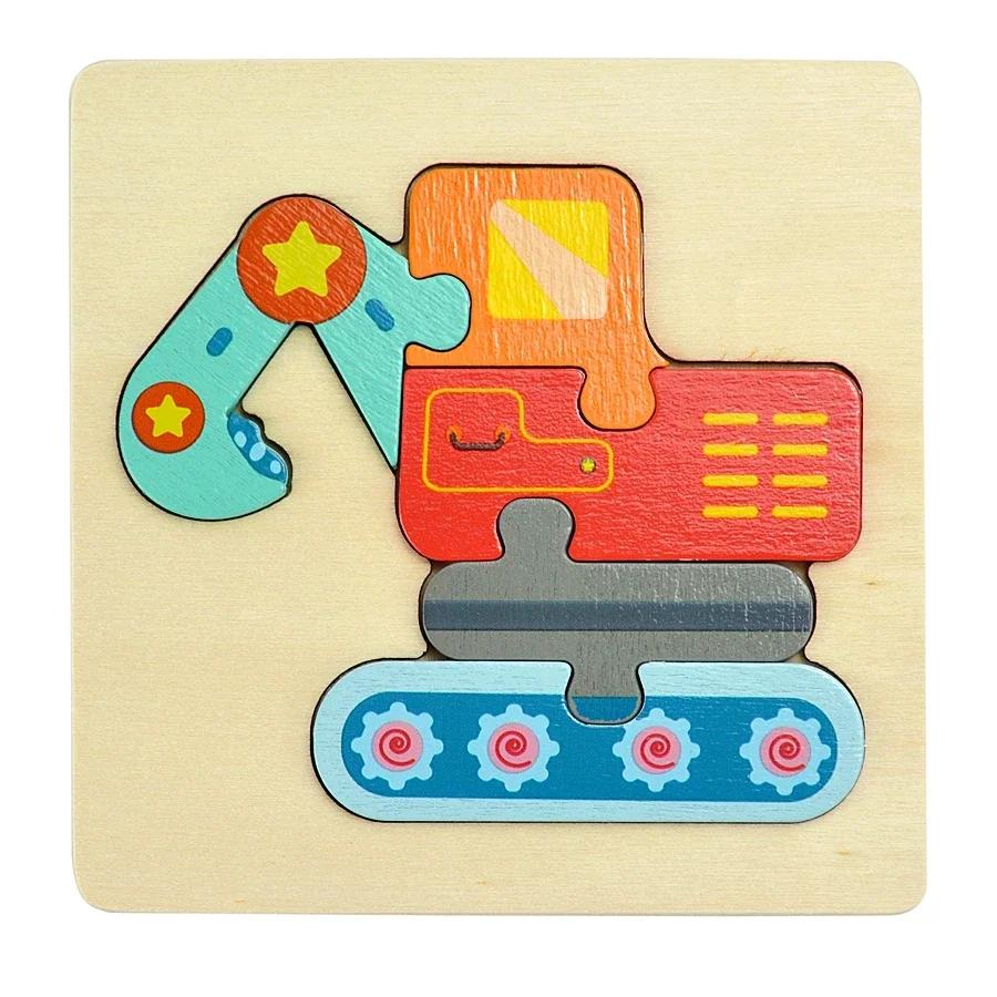 3D Puzzle Wooden Toys For Children Cartoon Animal Vehicle Wood Jigsaw Kids Baby Early Educational Learning Puzzles Wood Toys