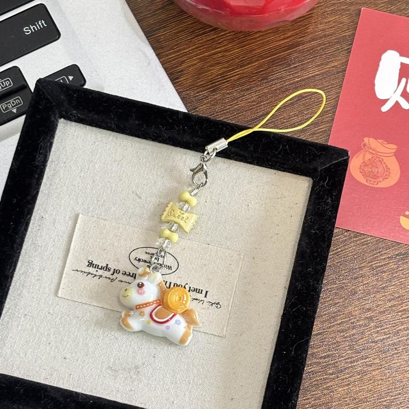 

1/5Pcs Cute Cartoon Pony Keychain Creative Horse Beaded Mobile Phone Strap Pendant Backpack Hanging Decorations Accessories Gift
