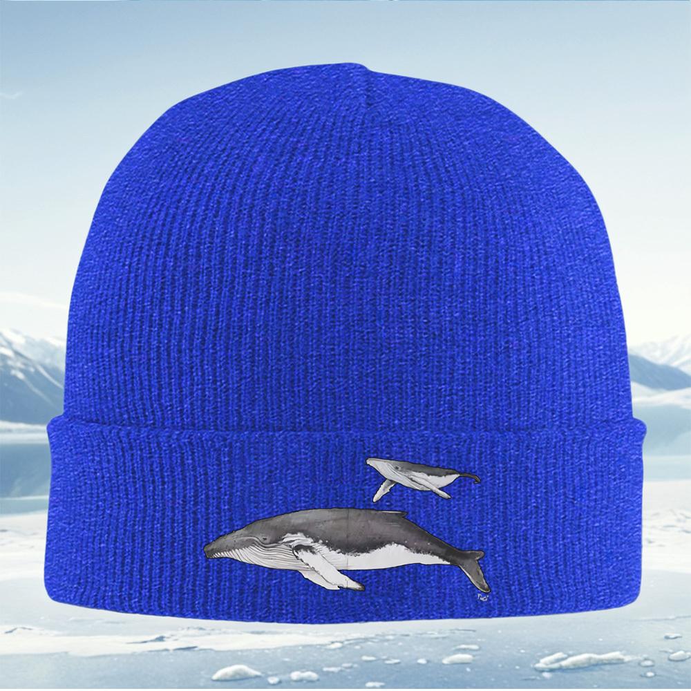 Whales silhouette art design swimming Men Women Unisex Knitted Hat Beanie Pullover Cap Winter Thermal Warm Christmas Outdoor Cyc