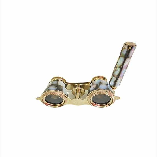 

Морской ручной бинокль из латуни – коллекционная подзорная труба из перламутра (10 см)