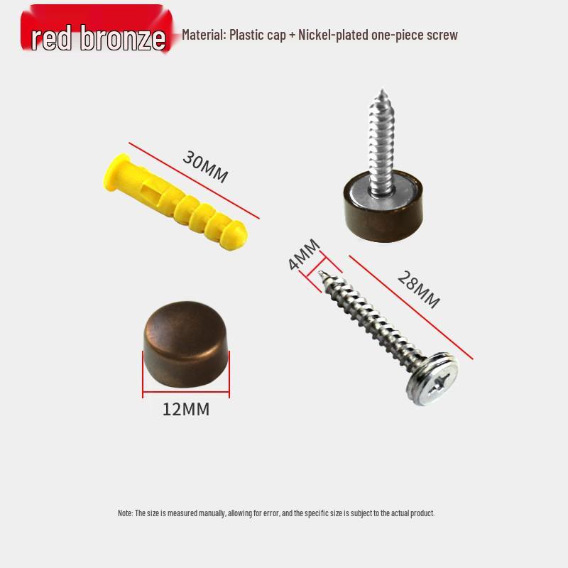 Copper Pad Screw Cap Mirror Nail Decorative Cover with Fixing Screw