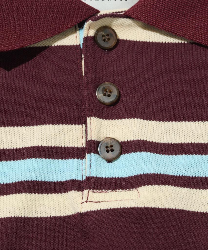 TAILOR STUDIO Multi-Stripe Collared T-Shirt (Wine)
