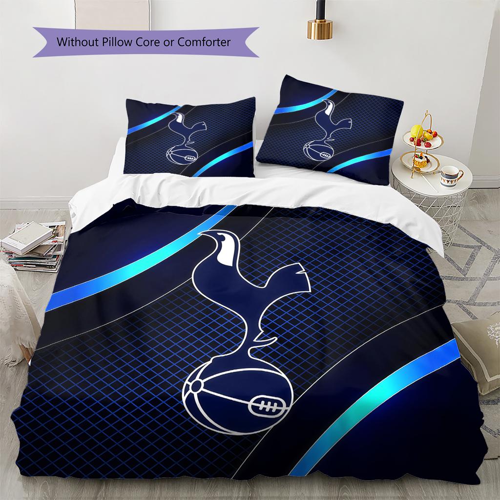 Tottenham Hotspur FC Pattern Bedding Home Decoration Birthday Gift (1 * Duvet Cover + 2 * Pillowcase, Without Core)