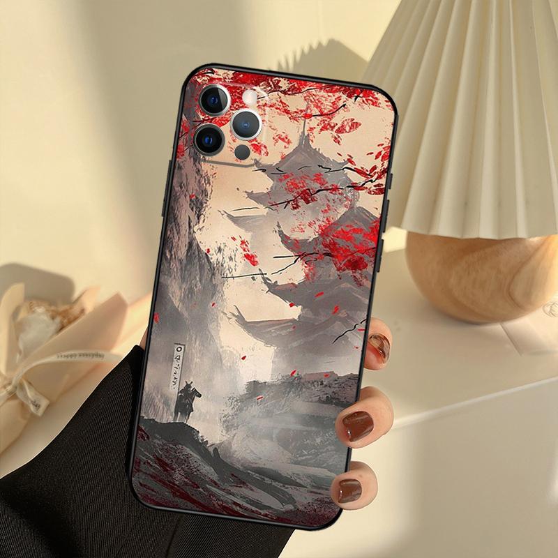 Japanese Style Art Phone Case For iPhone 16 14 13 12 11 15 17 Pro Max 13 mini 15 16 Plus 16e 17 Air Cover Funda
