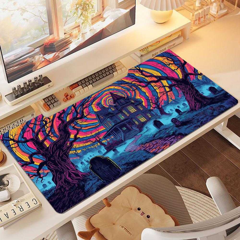 Abstract Playmat Fantasy Forest Gaming Mouse Pad Desk Mat Nonslip Rubber Base Precise Seam Washabl EPads for Games and Office