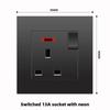 British 13A Socket with USB-C Fast Charging, Hong Kong & Macau Version, Black 3-Hole Square Pin 86 Panel