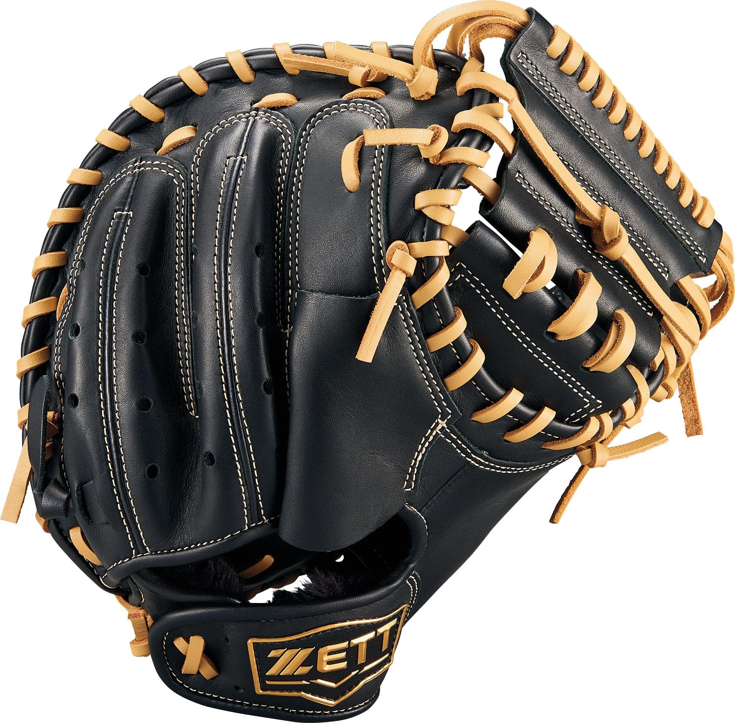 

ZETT Youth Baseball Softball Ground Black x Pastel Brown BJCB76522F Catcher s Mitt, Hero, Left-Handed Throw, (1932),