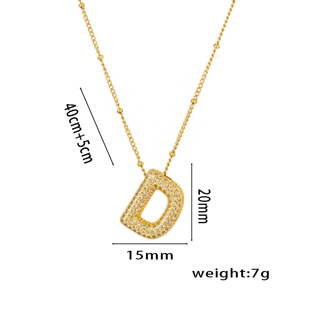 Fashion 26 Bubble Letter Initial Pendant18k Gold Plated Micropaved Full Zirconia Stone Chain Couple Necklace Women Jewelry