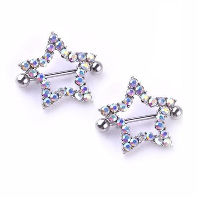 Human Puncture Jewelry Explosion Stainless Steel Pentagram Creamy Jewelry