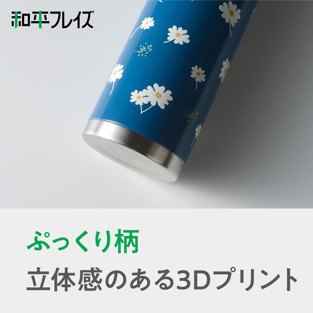 Wahei Phrases Water Bottle with Cup 500ml Margaret Vacuum Insulated Bottle Thermos Retle Thermal/Cold RH-1713