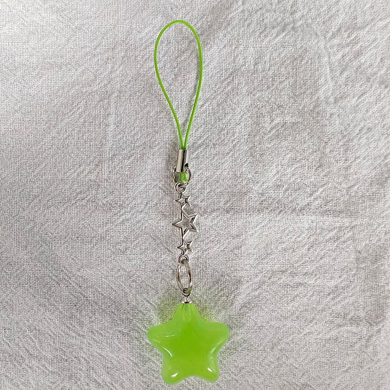 

Пятиконечная звезда телефонная цепочка бусины кисточка пентаграмма автомобильный брелок Y2K красочный кулон серьги ожерелье материал зелёный