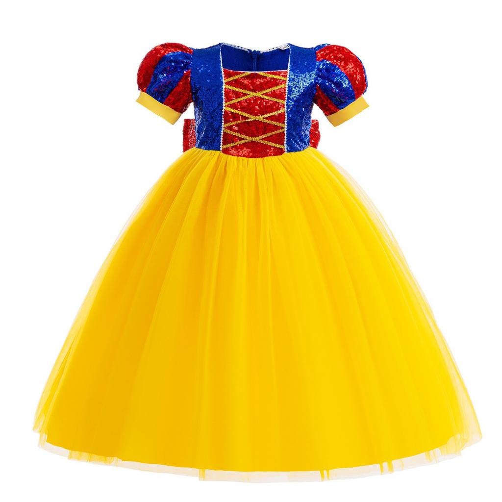 Snow White sequined mesh bubble sleeve princess dress high-end children's dress girls dress performance clothes BB01