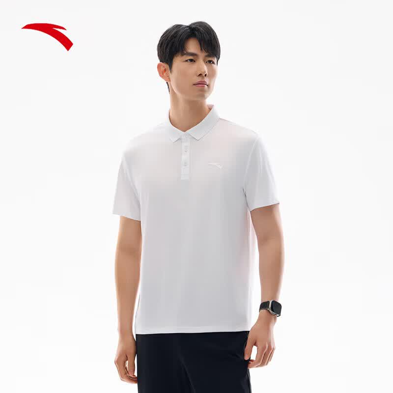 ANTA Men s Quick-Dry Ice Silk Polo Shirt L чистый белый
