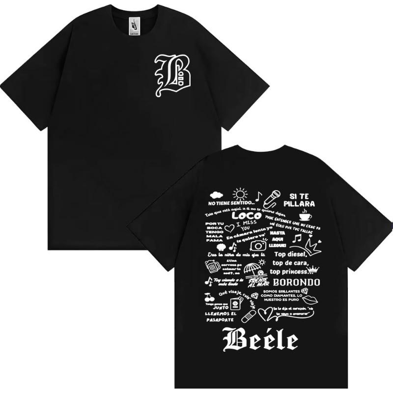 Rapper Beele Borondo Tour 2025 Maglietta Stampata Uomo Donna Abbigliamento Cotone Manica Corta T-shirt Moda Hip Hop Harajuku T-shirt