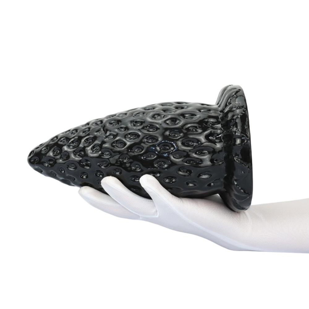Black 11cm Extra-Large Strawberry Anal Plug, Extra-Thick Male Toy