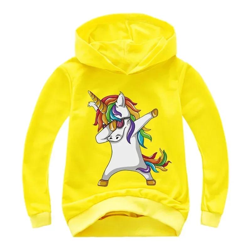 Children Unicorn Cartoon Hoodie Clothing Boys Girls Tops 3-12 Years Cute Printing Hoodie Spring Autumn Kid Pullover Sweatshirt